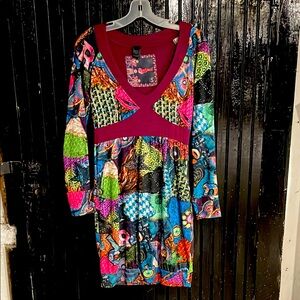 Desigual Multicolor V-Neck Dress